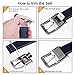 BESTKEE Men's Leather Belt, Reversible Belts for Man with Rotated Buckle, Blue Size36-38