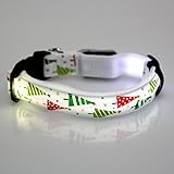 Dog Collar, Itery LED Flashing Lights Dog Collar Pets LED Flash Collar Christmas Tree (White, M)