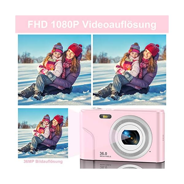 CLUINIGO Digitalkamera, FHD 1080P 36MP Pocket Vlogging Vidio Foto Kompaktkamera für YouTube mit 16-fachem Digitalzoom, 2… – Bild 3