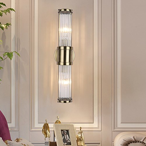 Glass Wall Light Fixture Indoor Antique Bronze ECOBRT Bathroom Vanity Lights Fixtures Beside Mirror Lighting Lamps Up and Down Wall Mounted Light E12 Socket