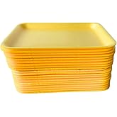 Crafts Foam Trays, 20 Pieces, Rectangle Meat Tray, Food Tray, for DIY Crafts, Printmaking 8 1/4" x 5 3/4" x 1/2" (Yellow)