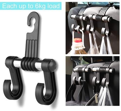 KOOABY Car Back Front Seat Headrest Hanger Holder Hooks for Purse Grocery Bag Cloth Coat Heavy Duty Purse Hooks Fit Universal Vehicle Trunk SUV Storage Organizer (2)
