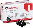 Universal Small Binder Clips, Steel Wire, 3/8" Capacity, 3/4" Wide, Black/Silver, 12/Pack,  2 Packs