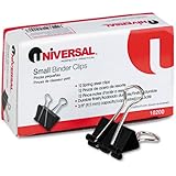 Universal Small Binder Clips, Steel Wire, 3/8" Capacity, 3/4" Wide, Black/Silver, 12/Pack,  2 Packs