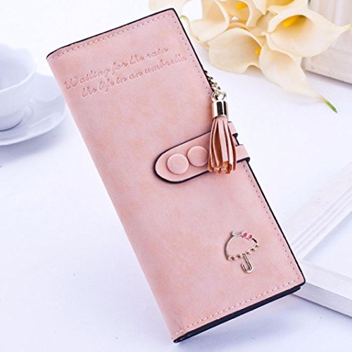image for GBSELL Women Long Soft Umbrella Leather Clutch Purse Handbag Tassels W