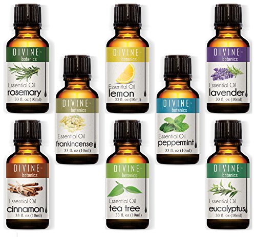 Aromatherapy Essential Oils Set for Diffuser Pure Therapeutic Grade - Holiday Gift Set of 8 - Lavender Peppermint Lemon Tea Tree Frankincense Cinnamon Eucalyptus Rosemary - Christmas Gifts for Women