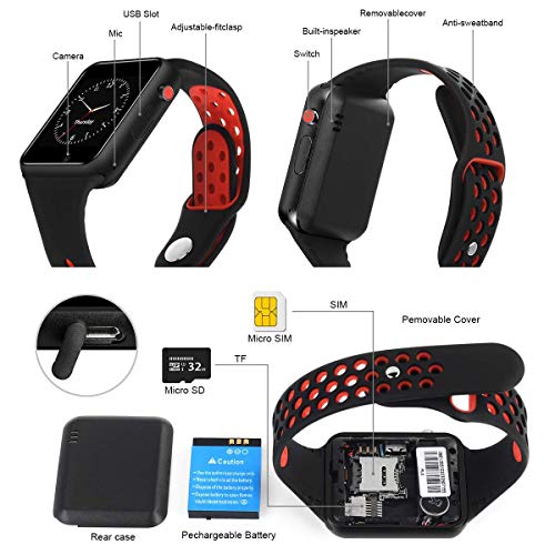 Smart Watches for Android Phones, IOQSOF Touchscreen Bluetooth Smart Watch with Camera for Men Women