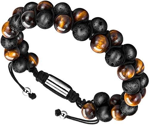 Depot Tresor Mens Bracelet Beads, Lava Rock Bracelet for Men Beads Bracelet for Men