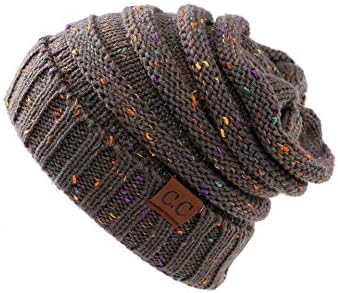 CitiScape Genuine CC Cable Knit Beanies Stretchy, Slouchy and Warm Hats For Women | Take Funky To The Streets (Coffee Confetti)