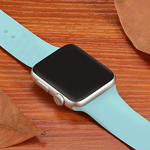 DaQin Compatible with Apple Watch Band 44mm 42mm, Sport Silicone Replacement Bands for iWatch Series 4 Series 3/2/1, Blue sea, M/L