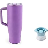 TANYRE 40 oz Water Bottle with Handle Purple Sixth Generation,Cup Holder Compatible for Travel,Leak Resistant Tumbler-Reusable Insulated Stainless Steel & Rubber Base,BPA-Free