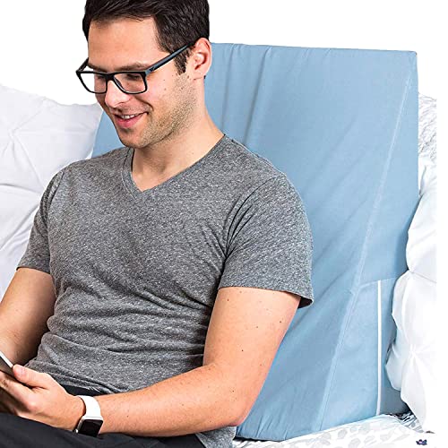 DMI Bed Wedge Pillow and Triangle Wedge with Elevated Incline for Neck Pain, Headaches, Reflux, Shoulders, Back Pain, Foot Support, Knee Pain or Restless Leg Syndrome, 24x24x10 inches, Blue