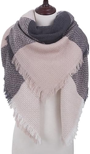 Oversized Blanket Scarf Plaid Shawl Fashion Wrap Chunky Lightweight Warm Soft Tassel