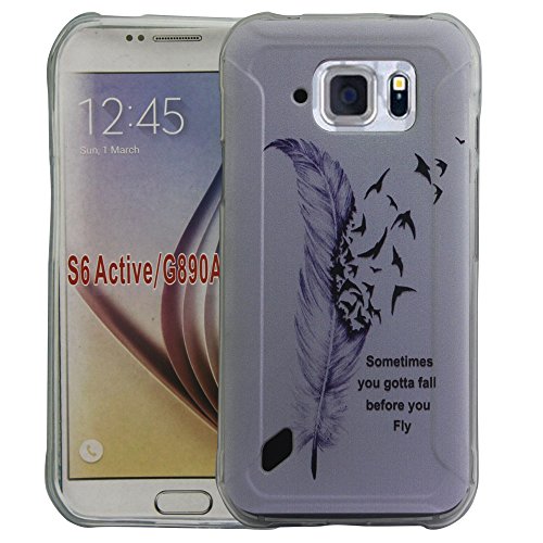 S6 Active Case, Galaxy S6 Active Case, Harryshell(TM)Feather Pattern Slim Scratch-Resistant Tpu Gel Flexible Silicone Soft Case Cover Skin Protective for Samsung Galaxy S6 Active G890