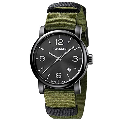 Wenger Men's 'Urban Metropolitan' Swiss Quartz Stainless Steel and Nylon Casual Watch, Color:Green (Model: 01.1041.130)