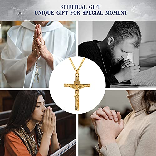 Pinsparkle Cross Necklaces For Women Men Crucifix Necklace Women Cross Necklace Jesus Necklace 18K Gold Plated Cross Chain