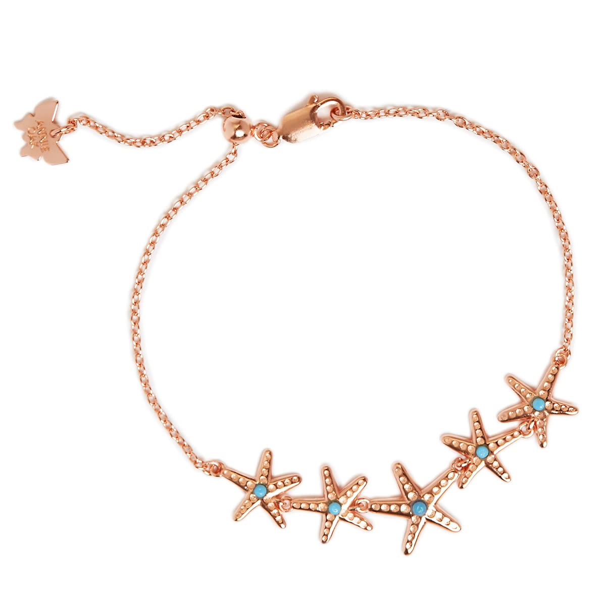 Annie Oak Womens 925 Silver 18K Rose Gold Starfish Linckia Bracelet