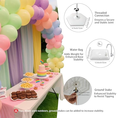 YALLOVE Balloon Arch Kit, Reusable Balloon Arch Holder, Adjustable Width and Height Balloon Arch Structure for Birthday, Wedding, Other Indoor and Outdoor Parties