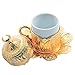 LaModaHome Tulip Patterned Porcelain Espresso Coffee Cup Set with Saucer, Holder and Spoons, Turkish Delight Bowl with Lid with Serving Tray, Housewarming Gifts for Cappucino Lovers - Gold/White
