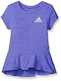 Adidas Little Girls' Short Sleeve Tee with Ruffle, Purple, 5