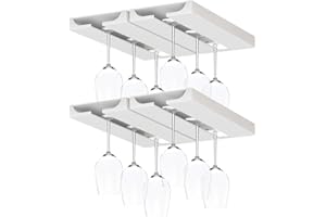 Chris.W 4 Pack Wine Glass Rack, No Drilling Wine Glass Holder Under Cabinet, Glasses Storage Hanger, Hanging Stemware Rack Or