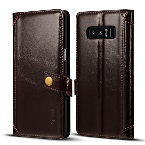 Spaysi Samsung Galaxy Note 8 Wallet Case Italian Genuine Leather Handmade Case for Note 8 Card Holder Case Slim Note 8 Flip Cover Case Book Style Galaxy Note 8 Folio Case Magnetic Closure (Wine)