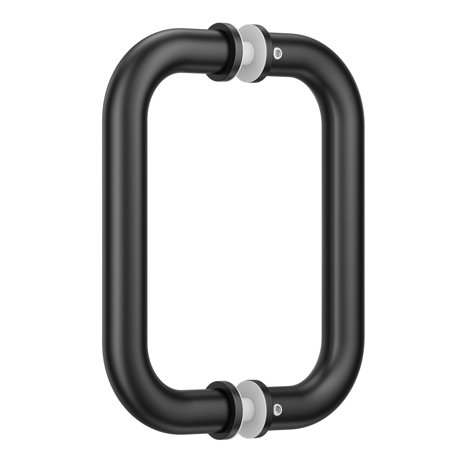 Ranbo Shower Glass Door Handle, 152mm (6 Inch) Hole Centres, Matt Black, 304 Stainless Steel, 1.0mm Thick Tube, Fits 6–12mm (1/4"–1/2") Glass, for Bathroom Door Installation or Replacement.