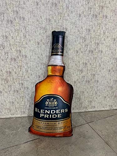 Amazin Homes Velvet Same Print Both Sides Whisky Bottle Shape Cushion 1 Piece (Blenders Pride)