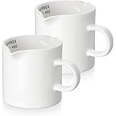 ABRUTY Espresso Cups, 5 OZ Ceramic Double Spouts Cups, Espresso Shot Cup with Handle and Measuring, Small Coffee Mugs Accessories for Espresso Machine Set Suitable for Milk Syrup