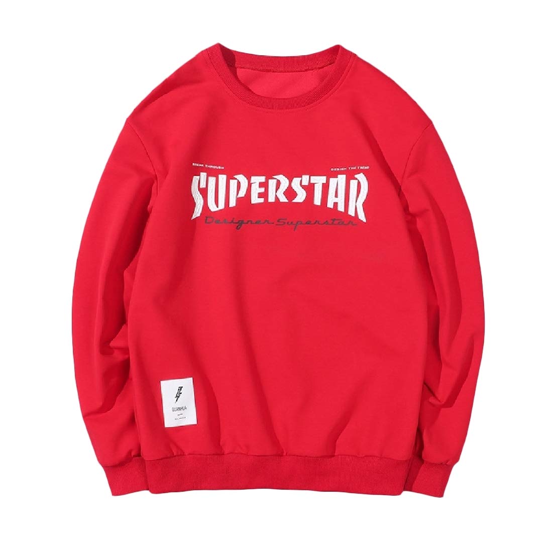 Vska Mens Long Sleeve O-Neck Print Fashionable Relaxed Sweatshirt