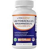 Vitamatic Lactobacillus Rhamnosus 5 Billion per DR Capsule (10 Billion Per 2 Capsules) - 60 Count - Advanced Digestive & Immune Support - Made with Prebiotic Inulin Fiber