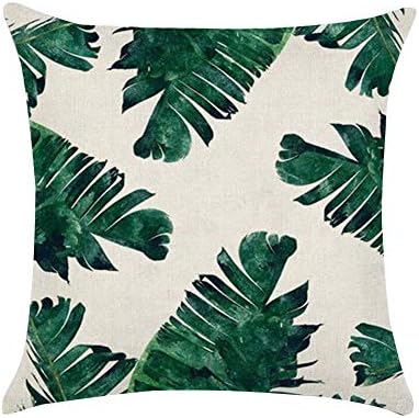 yibenwanligod Square Linen Throw Pillow Monstera Leaf Pattern Case Cushion Cover Couch Bed Car Office Decoration 5#