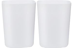 Feisco Small Trash Can,2 Gallon Bathroom Wastebasket Garbage Can for Bathroom Kitchen Bedroom Office (2, White)