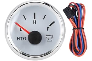 9-32V Marine Boat RV Sewage Water Holding Tank Level Gauge HTG Meter 0-190 ohms 52mm / 2in Water Tank Level Gauge(Silver Fram