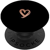 Rose Minimalist Heart Black PopSockets Adhesive PopGrip