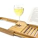 Bellasentials Bamboo Bathtub Caddy & Bathroom Organizer with Extending Sides and Adjustable Book Holder for a Customized Fit - Perfect Tray for Tub Accessories