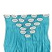 QUEENTAS 20Inch 8 Pcs Wavy Curly Full Head Party Highlights Clip on in Hair Extensions Colored Synthetic Hairpieces Baby Blue