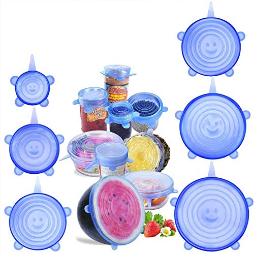 12 PCS Silicone Stretch Lids Reusable, Kitchen Airtight Food Storage Covers, 6 Sizes Seal Bowl Stretchy Wrap Cover, Keep Food Fresh for Containers, Cups, Cans,Plates, Microwave, Dishwasher Safe - Thumbnail 6