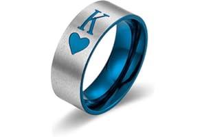 CJIAYUJEW Stainless Steel Matching Rings for Couples,Matching Promise Rings for His/Her, I Love You Engagement Wedding Ring for Him and Her,Q & K Matching Rings Valentines Day