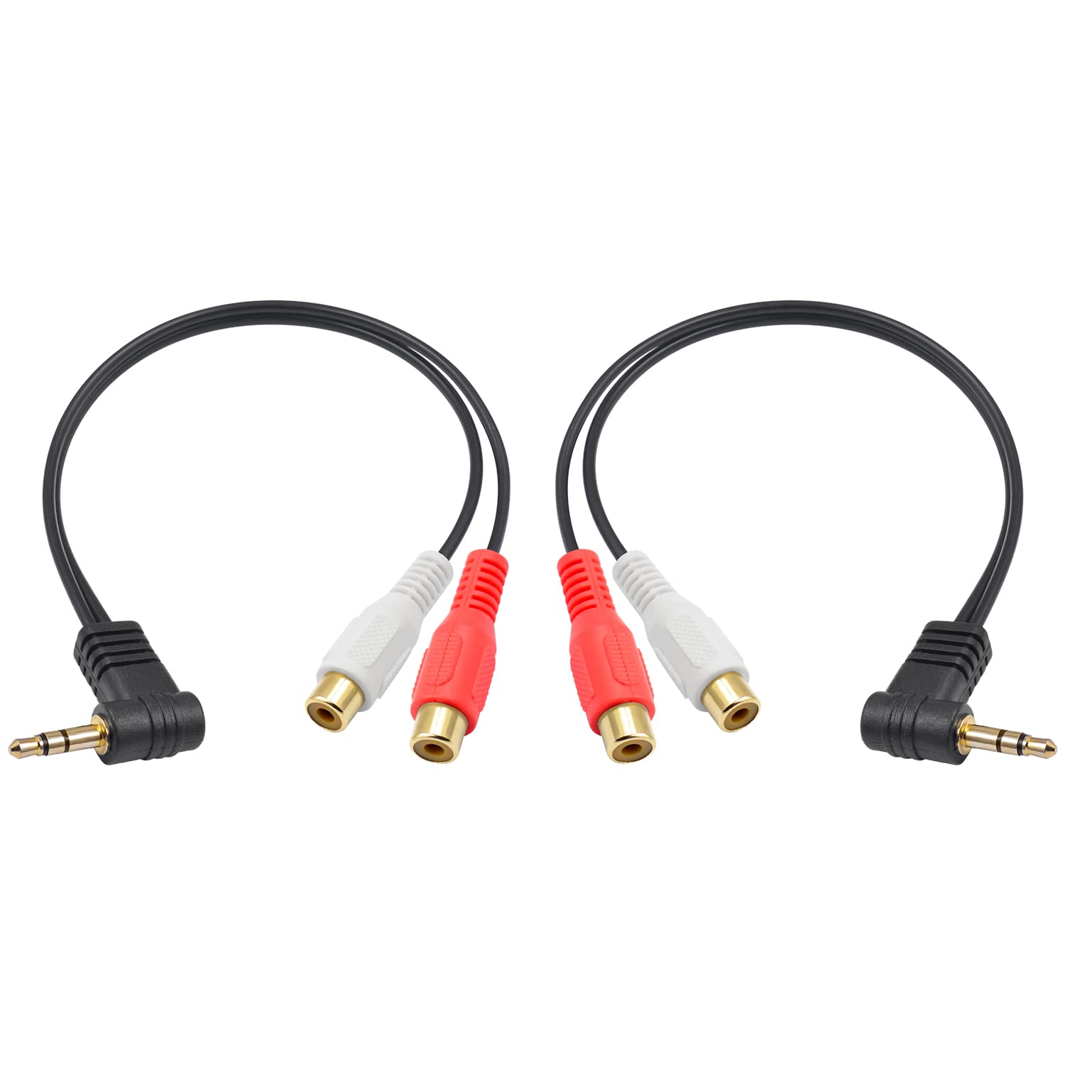 Maxhood 3.5mm to RCA Cable, 3.5mm to 2RCA Female Audio Cable, RCA to Aux Cable Hi-Fi Sound RCA Stereo Audio Cord Gold Plated RCA Y Splitter Cable for MP3 Tablet Computer Speaker 25cm/0.8ft