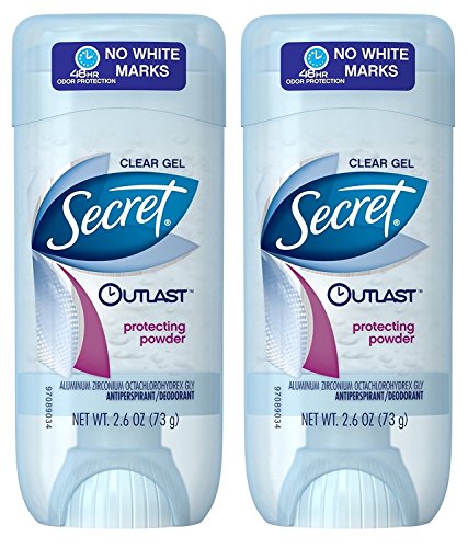 Secret Outlast Antiperspirant & Deodorant Clear Gel, Protecting Powder 2.7 oz (Pack of 2)