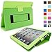 Snugg iPad 2 Case - Smart Cover with Kick Stand & Lifetime Guarantee (Green Leather) for Apple iPad 2