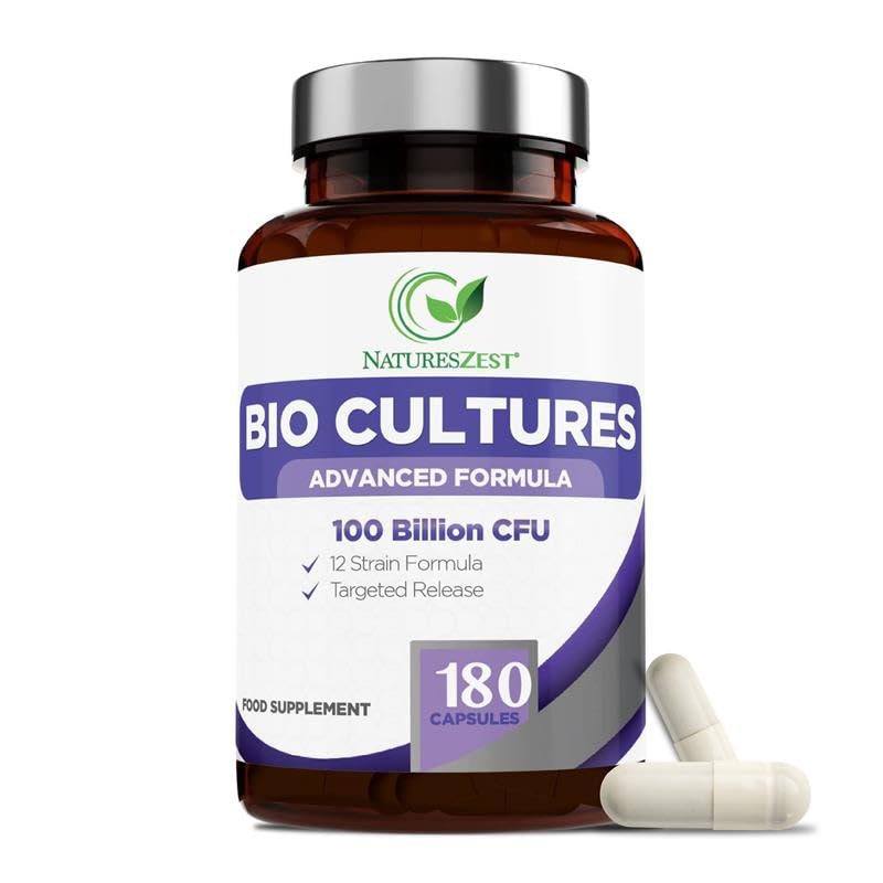 Bio Cultures Complex Probiotics & Prebiotics 100 Billion CFU - 6 Month Supply - Pro biotics for Gut Health with Lactobacillus & Saccharomyces Boulardii - Vegan Probiotics for Men & Women - 180 Caps