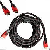 CableVantage Premium HDMI Cable 50FT for 3D DVD PS3 HDTV LCD HD TV 1080P Red Mesh High Speed Gold-Plated Cord Braided Nylon Cord, Gold Tip