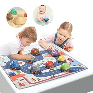 Baby Toy Car with Play Mat,Kids Educational Stacked Toy,Trucks Play Vehicles Toy Car Toy Set with Activity Play Mat…