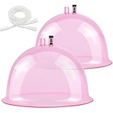 ZILAMPU Vacuum Cupping Machine Accessories,Upgrade 180MM L Buttock Shape Suction Therapy Cups 7.28 inch Diameter with Y Hose for Butt Lift,Body Massage (Pink-1 Pair)