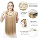 Black Halo Hair Extensions Secret Wire Headband Straight Long Synthetic Hairpieces 22 Inch 4.2 Oz for Women Heat Friendly Fiber No Clip SARLA