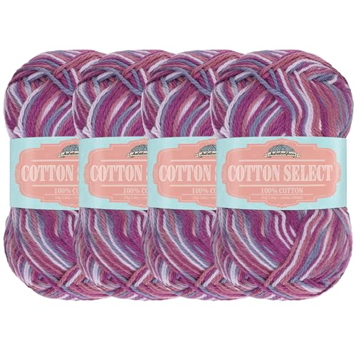 JubileeYarn Cotton Select Yarn - 50g/Skein Sport Weight - Mystical Grape - 4 Skeins