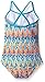 Kanu Surf Girls' Layla Beach Sport Banded 1 Piece Swimsuit, Candy Blue Chevron, 12