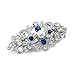 Women Hair Barrette Something Blue Wedding Crystal Simulated Pearl Romancing Heart Rhinestone Small, 2.5in